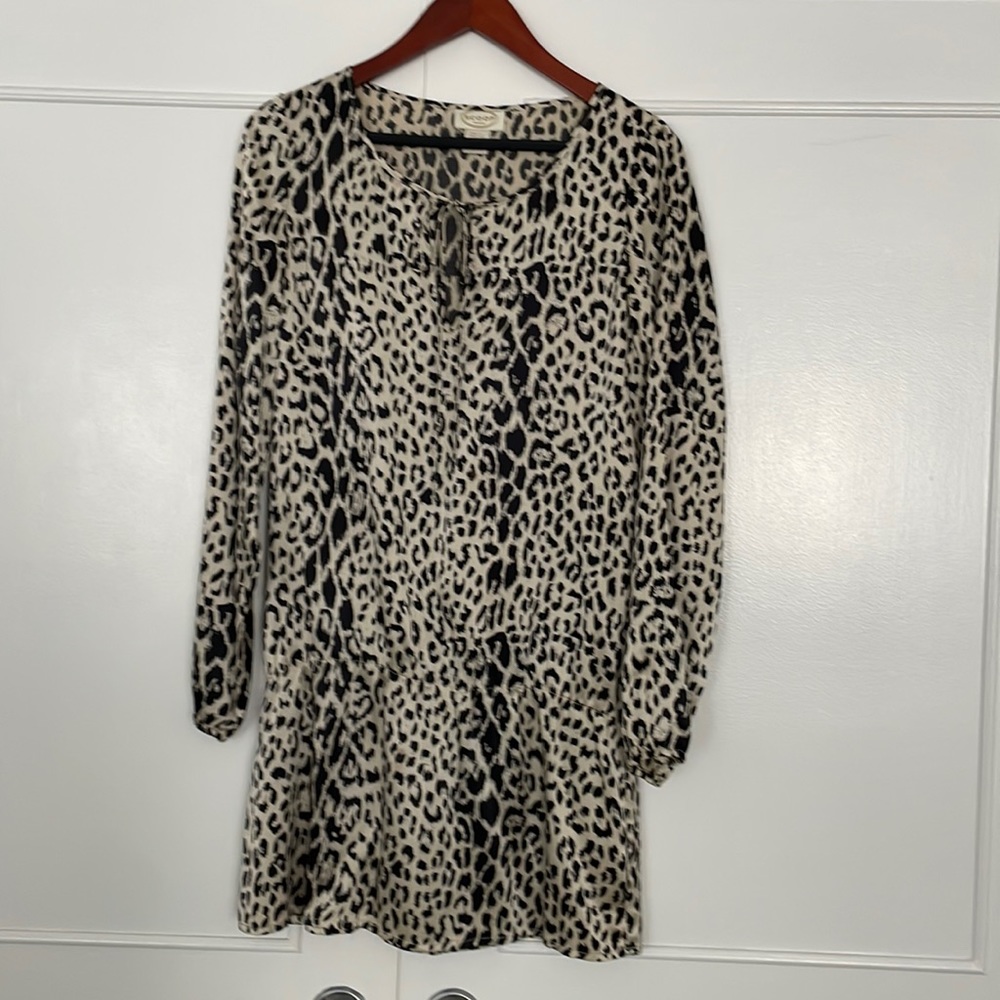 Scoop beach 100% silk dress/ coverup. Leopard print. Size small